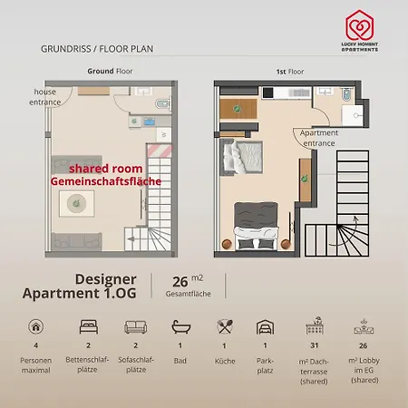 Design-apartment Fuer Bis Zu 4 Im 1 Og, Modern, Dachterrasse, Grill, Ruhige Lage, Plus, Wii, Lan Und Wlan *